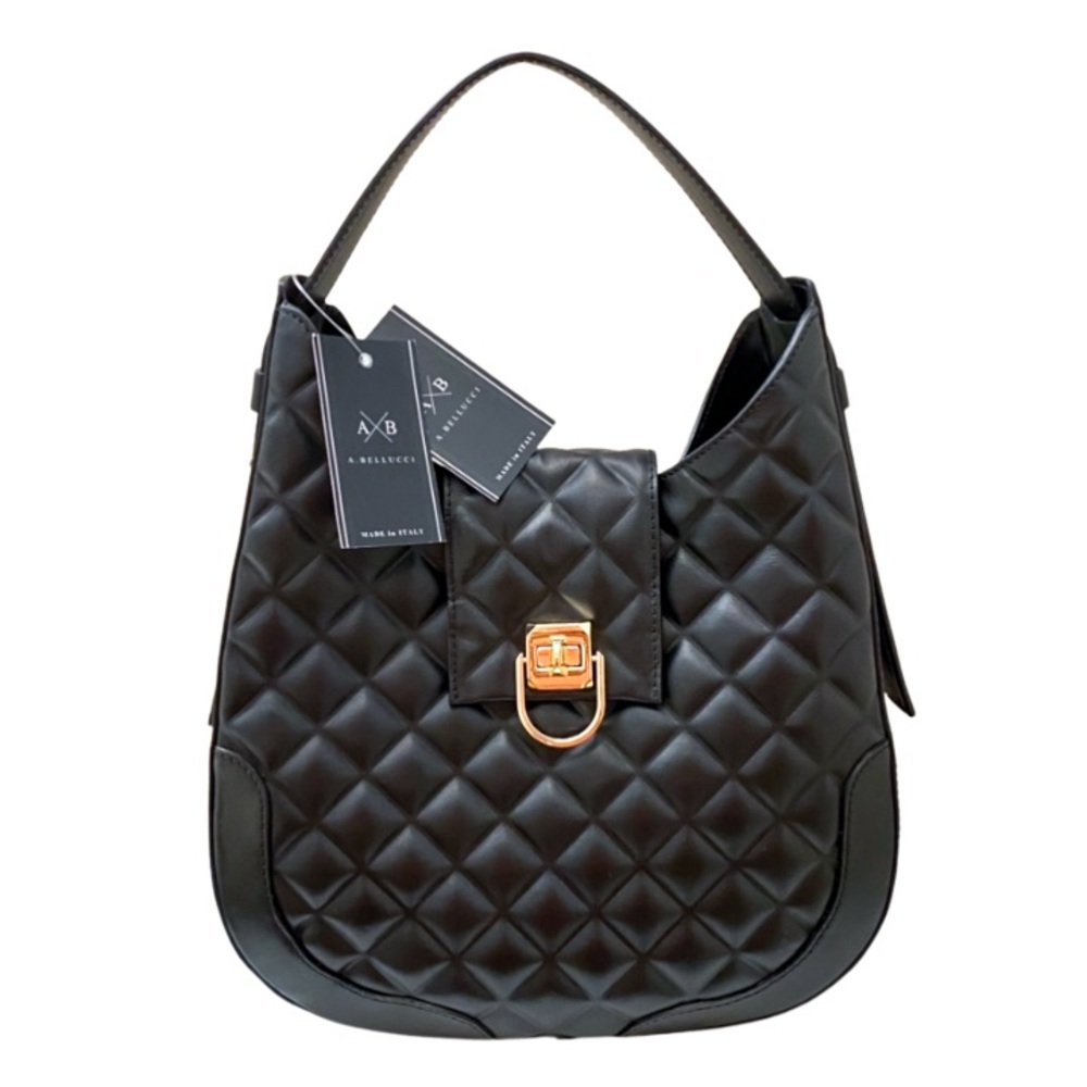 A.Bellucci Black Leather Quilted Handbag